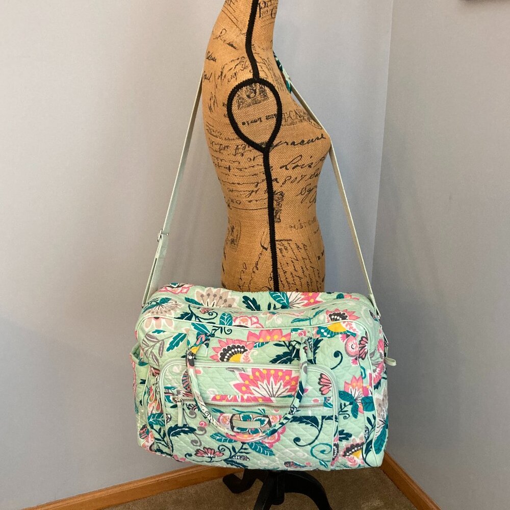Vera Bradley Weekender Travel Bag - Mint Flowers - RARE - Like NEW!